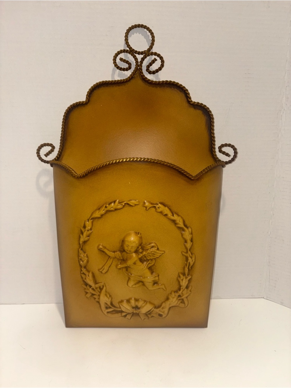 Southern Living At Home Gold Wall Pocket with Cherub Relief
